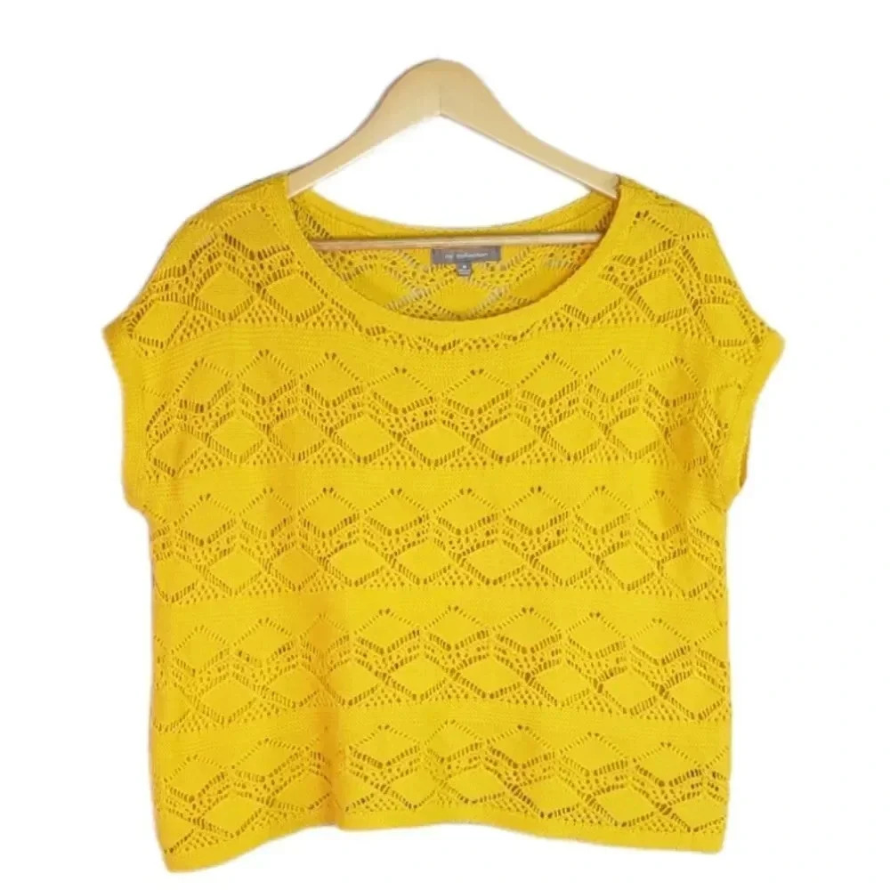 NY Collection Yellow Knit Top M